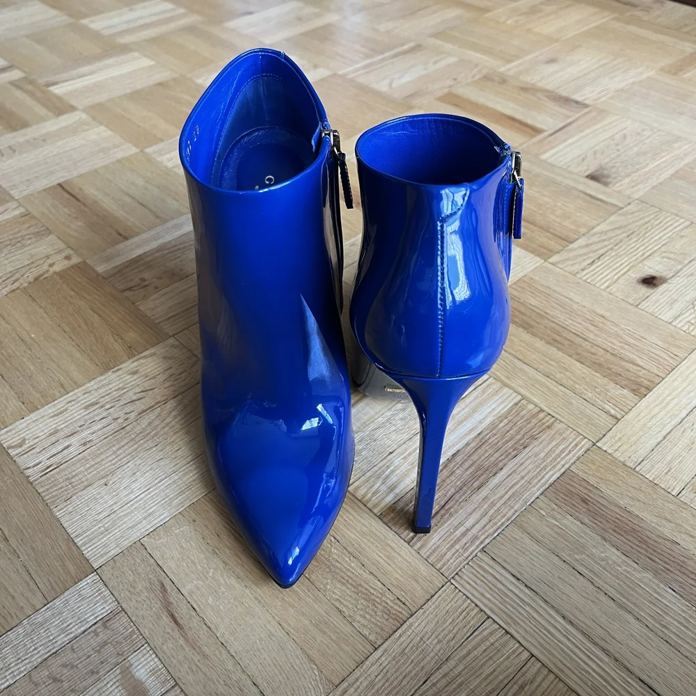 Blue Patent Leather Ankle Boots - Picture 3 of 8